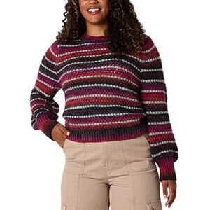 a.n.a Womens Mock Neck Long Sleeve Striped Pullover Sweater Size M
